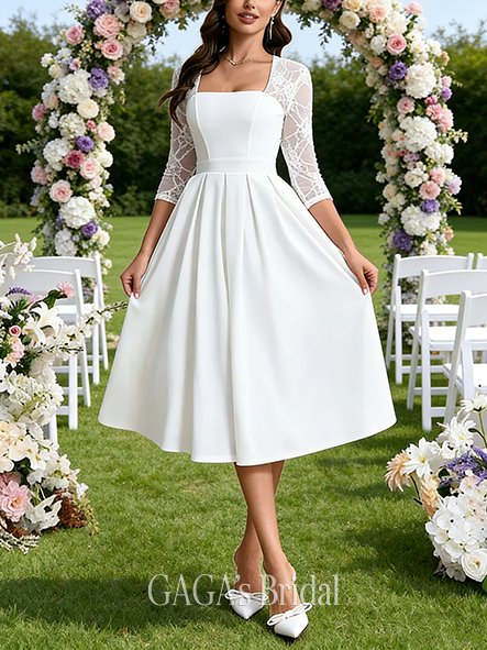 Square Neck A-Line Wedding Dress