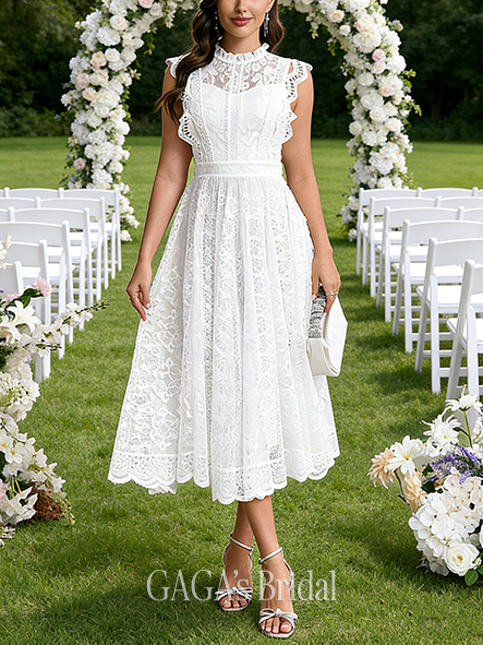 High Neck A-Line Wedding Dress