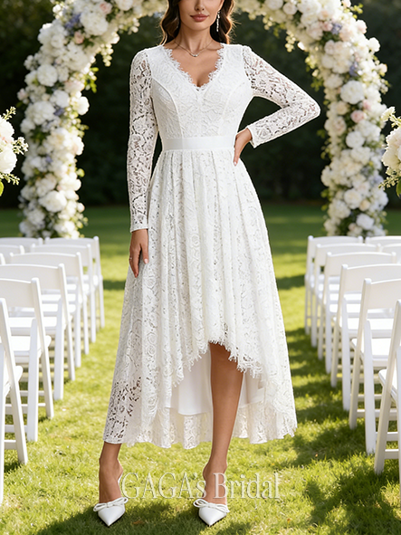 V-Neck A-Line Wedding Dress with Ruched Detail