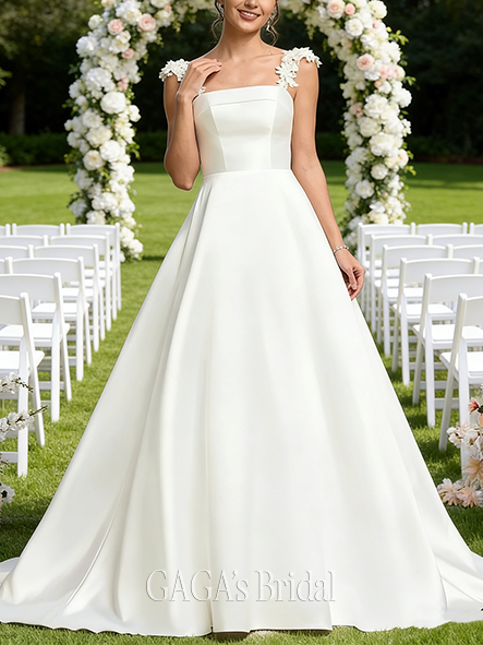 Square Neck A-Line Wedding Dress
