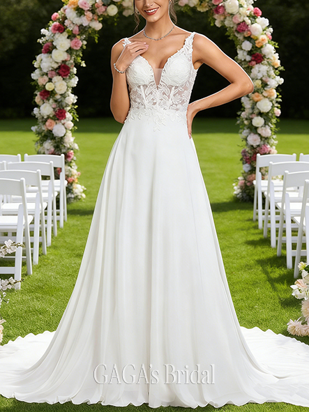 V-Neck A-Line Wedding Dress