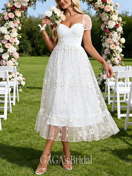 Sweetheart Neck A-Line Wedding Dress with Embroidered Accents