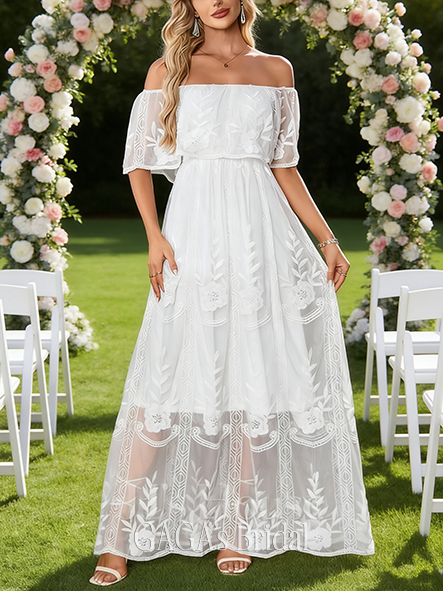 Off-the-Shoulder A-Line Wedding Dress