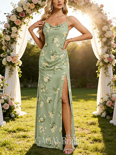 New Arrival A-line Elegant Cowl Floor-Length Chiffon Bridesmaid Dress