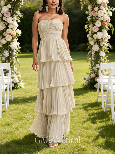 A-line Fantasy Sweetheart Floor-Length Chiffon Bridesmaid Dress