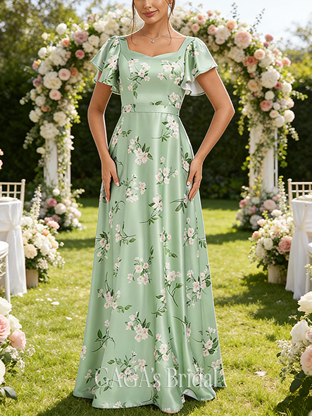 A-line Sleek V-Neck Floor-Length Matte Satin Bridesmaid Dress