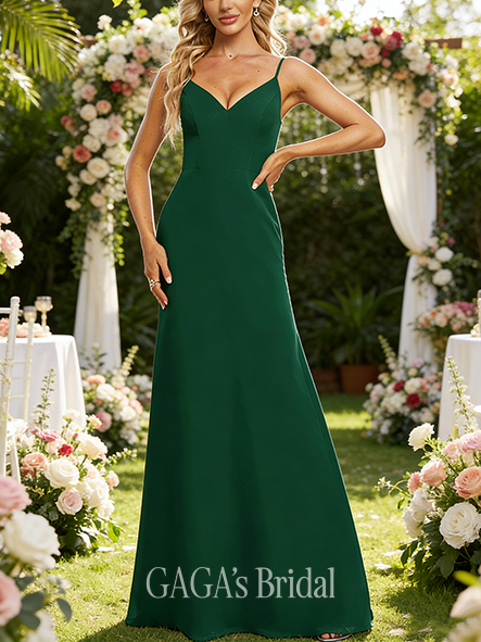 New Arrival A-line Graceful V-Neck Floor-Length Chiffon Bridesmaid Dress