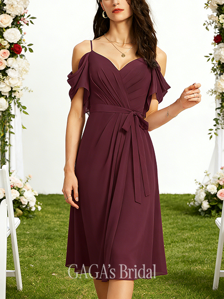 Plus Size A-line Fantasy V-Neck Floor-Length Chiffon Bridesmaid Dress With Ruffle