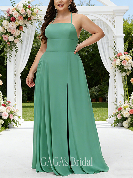 A-line Timeless Square Floor-Length Chiffon Bridesmaid Dress