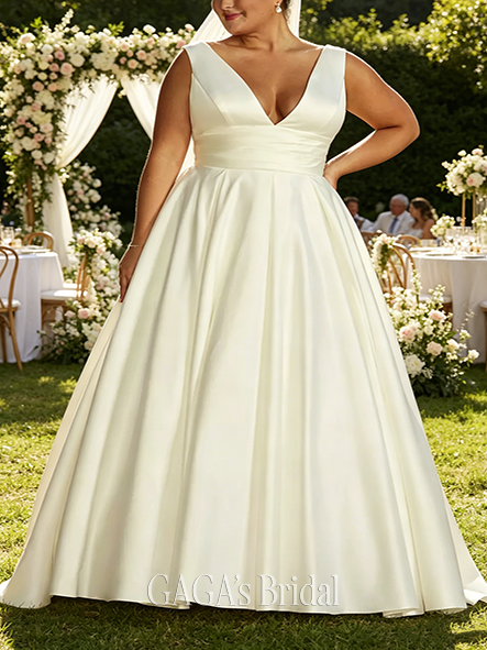 Waist-Defining Cummerbund Satin Ball Gown Wedding Dress