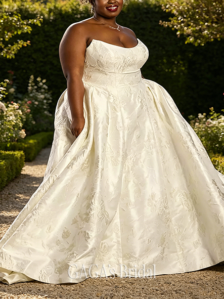 Timeless Strapless Basque Waist Jacquard Ball Gown