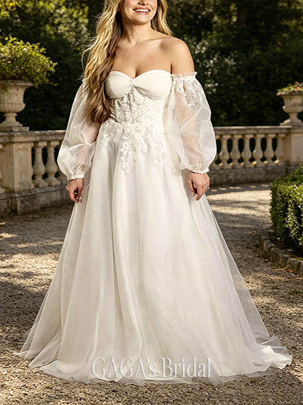 Adorable Tulle Sweetheart Ball Gown with Detachable Sleeves