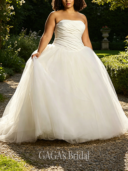 Timeless White Draped Taffeta Wedding Dress