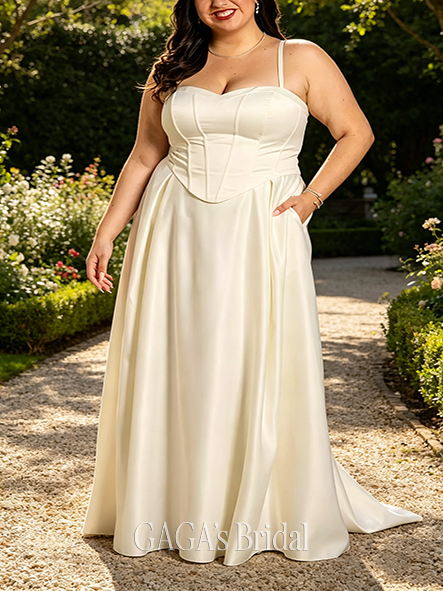 Firm-Structured Satin Corset Bodice Ball Gown Wedding Dress