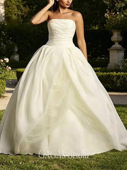 Tactile White Textured Organza Wedding Dress