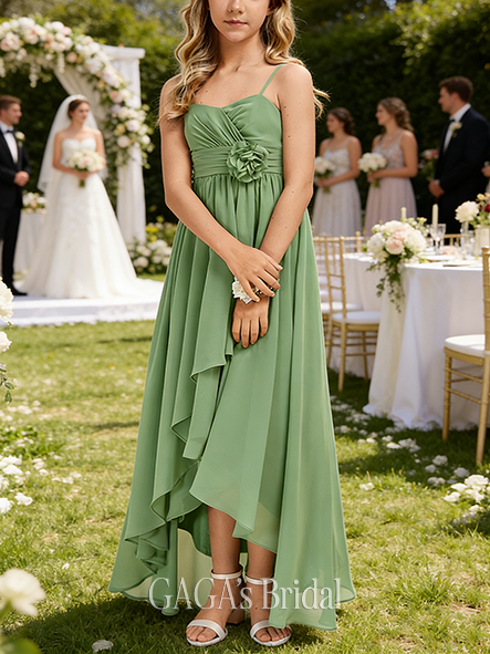 A-line Dreamy Sweetheart Asymmetrical Chiffon Junior Bridesmaid Dress