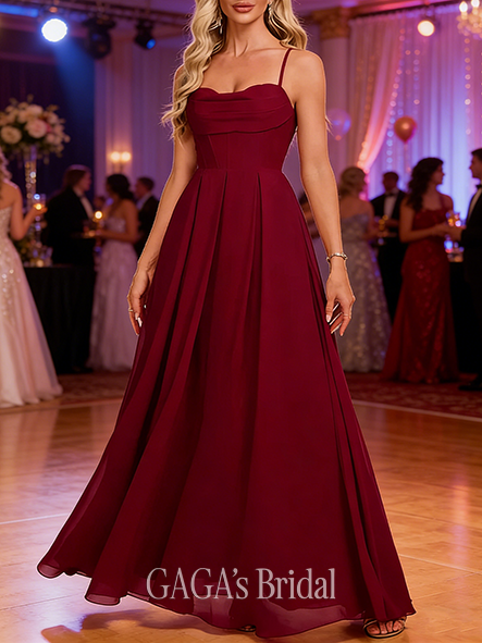 A-line Gentle Sweetheart Floor-Length Chiffon Prom Dresses With Pleated