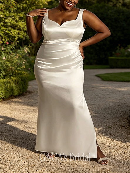 Premium-Finish Luxe Charmeuse Tank Wedding Dress with Cowl Back