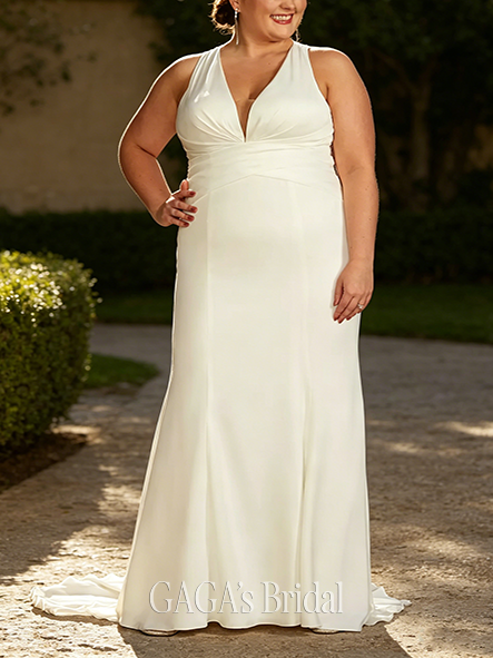 Hybrid Crepe Back Satin Sheath Wedding Dress
