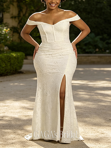 Retro Corset Bodice Lace Off-the-Shoulder Wedding Dress