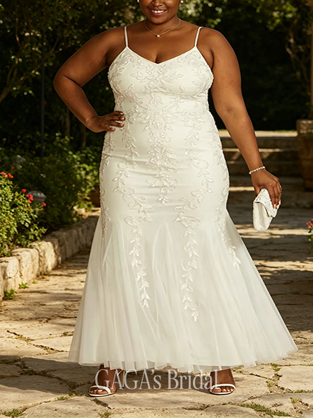 Luminous Allover Floral Beaded Godet Sheath Wedding Dress