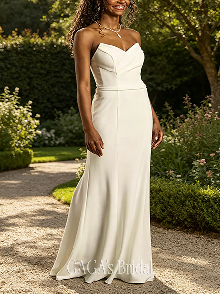 Buttery Strapless Stretch Crepe Sheath Wedding Dress
