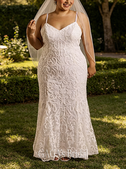Dazzling Allover Sequin Applique Sheath Wedding Dress