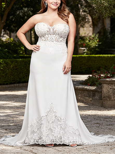 Transparent Lace Sheer Beaded Bodice Wedding Dress
