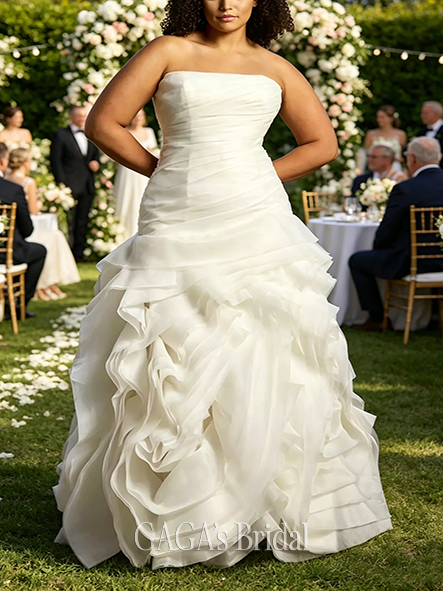Delicate White Organza Trumpet Wedding Dress