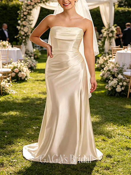 Smooth Strapless Sculpting Satin Mermaid Wedding Dress