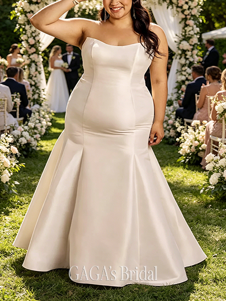 Elegant Strapless Mikado Mermaid Wedding Dress