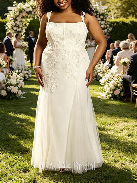 Elegant Tulle Lace Applique Corset Mermaid Wedding Dress