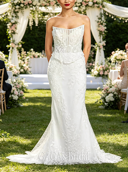 Elegant Two-Piece Beaded Lace Mermaid Wedding Dress