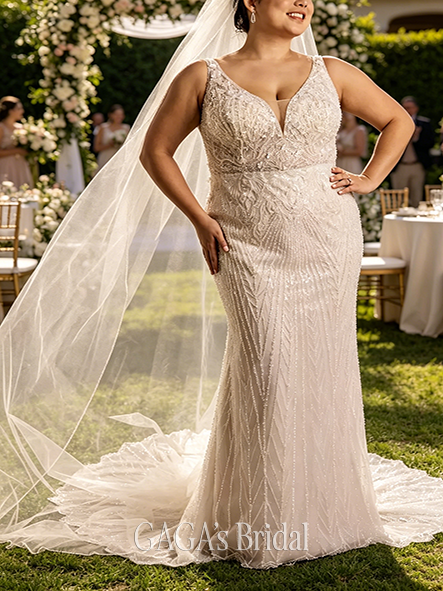 Elegant Allover Beaded Tank Wedding Dress