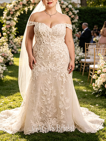 Elegant Lace Off-the-Shoulder Sweetheart Wedding Dress