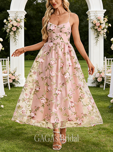 A-line Glistening Sweetheart Ankle-Length Organza Wedding Guest Cocktail Dress