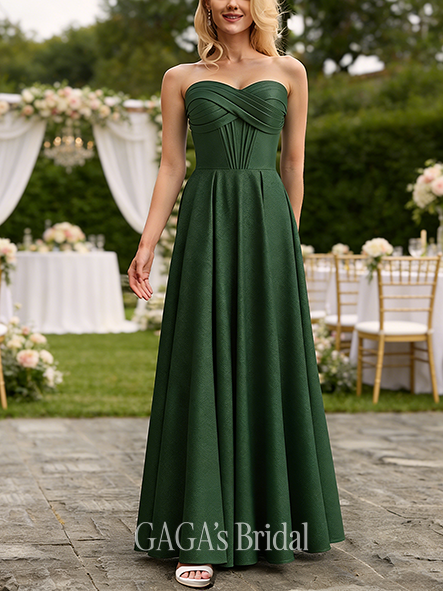 A-line Noble Sweetheart Floor-Length Jersey Wedding Guest Prom Dresses With Pleated